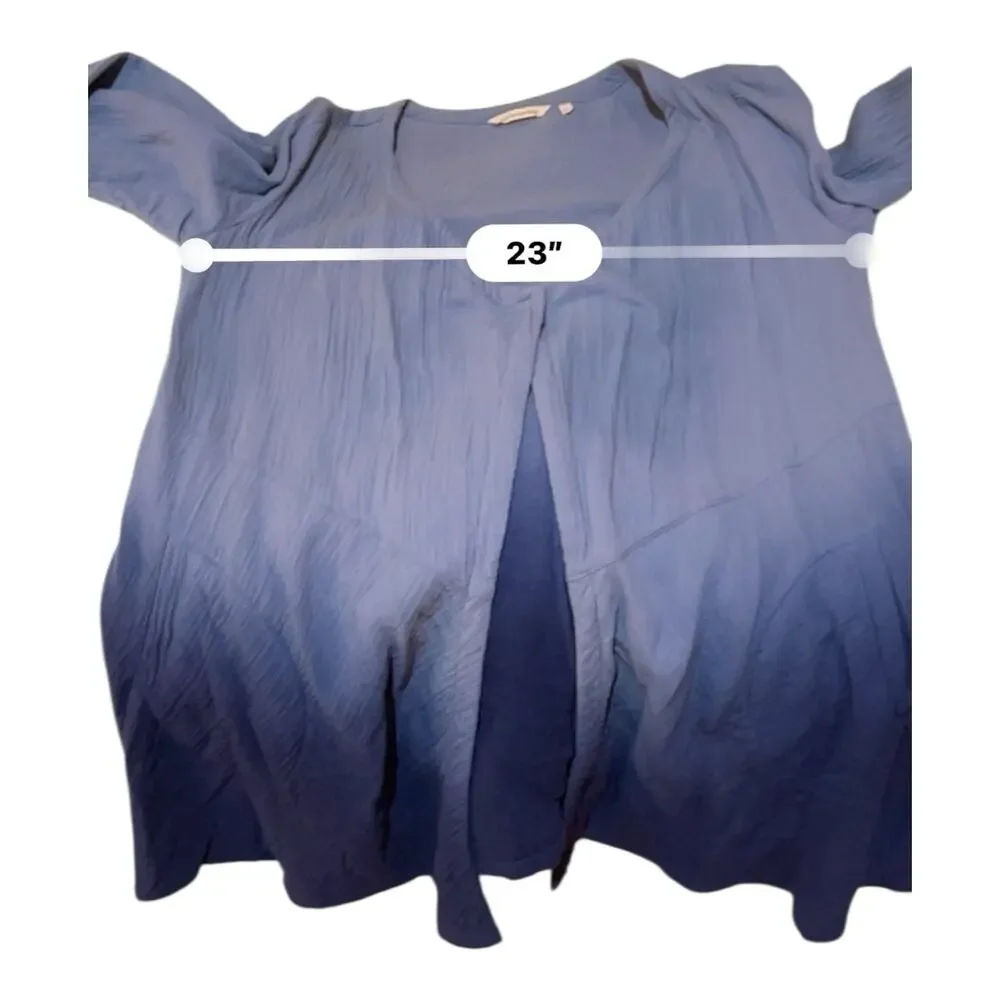 Soft Surroundings Islander Duster Women’s MEDIUM Blue Ombré Gauzy Cotton Beachy